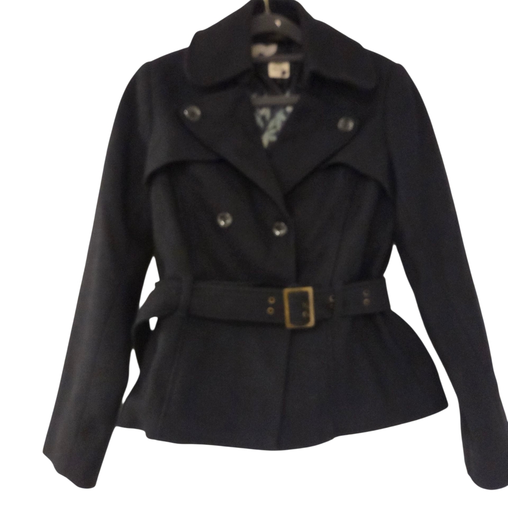 Women's Obey Black Double-Breasted Wool Pea Coat Size S